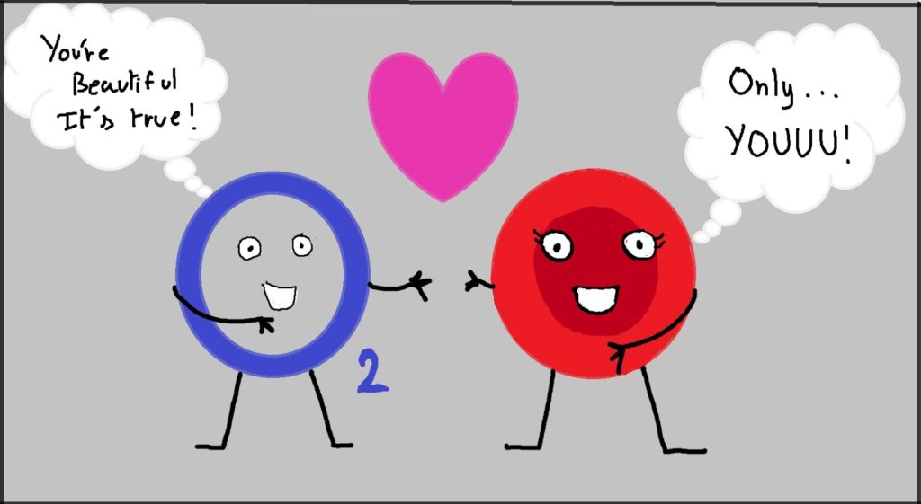 Représentation dun dioxygène et de une hémoglobine amoureux